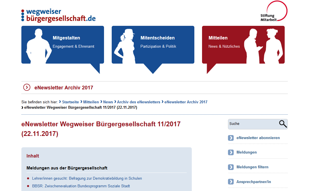 Screenshot der Website